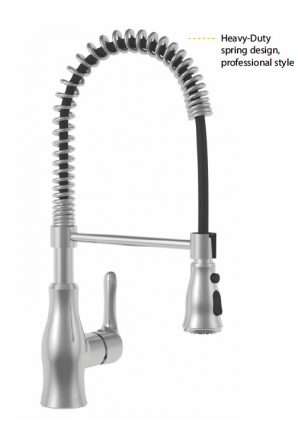 Coil Spring Rubber Hose Commercial Style Kitchen Faucet - Model : RBF-003