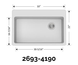 DUR-105-03 Super Single Bowl Kitchen Sink Iceberg 2693-4190