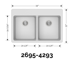 DUR-202-03 Double Equal Bowl Kitchen Sink Iceberg 2695-4293