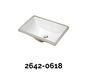 H-1611W CHARA Small Rectangle Lavatory Sink, White Porcelain 2642-0618