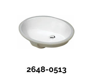 H-1512W CRUX Small Oval Lavatory Sink, White Porcelain 2648-0513